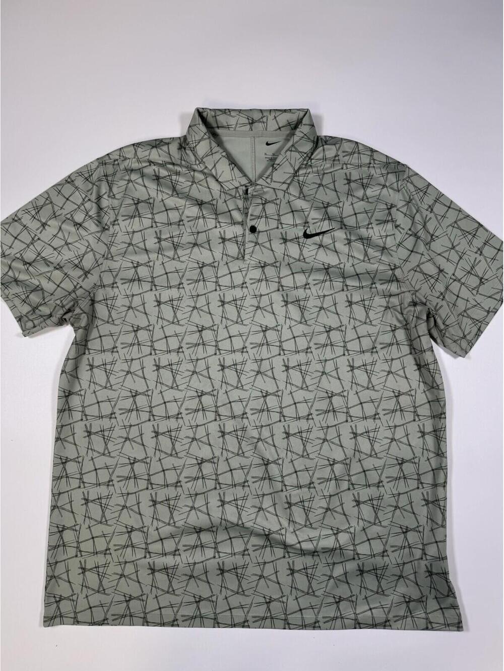 Nike Golf Dri-FIT Abstract Print Polo Shirt XL Green Gray Performance